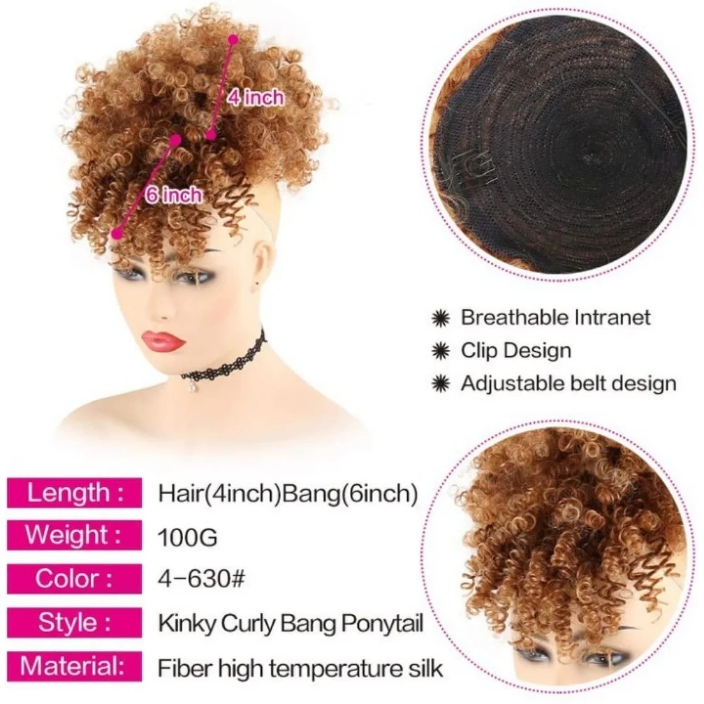 Blooming Hair Drawstring Ponytail With Bang